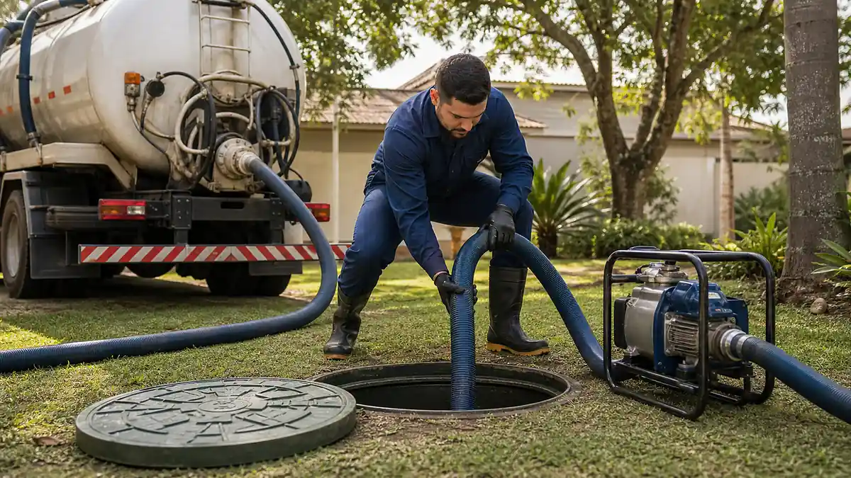 Equipe de desentupidora em Londrina para limpeza de fossa residencial e comercial